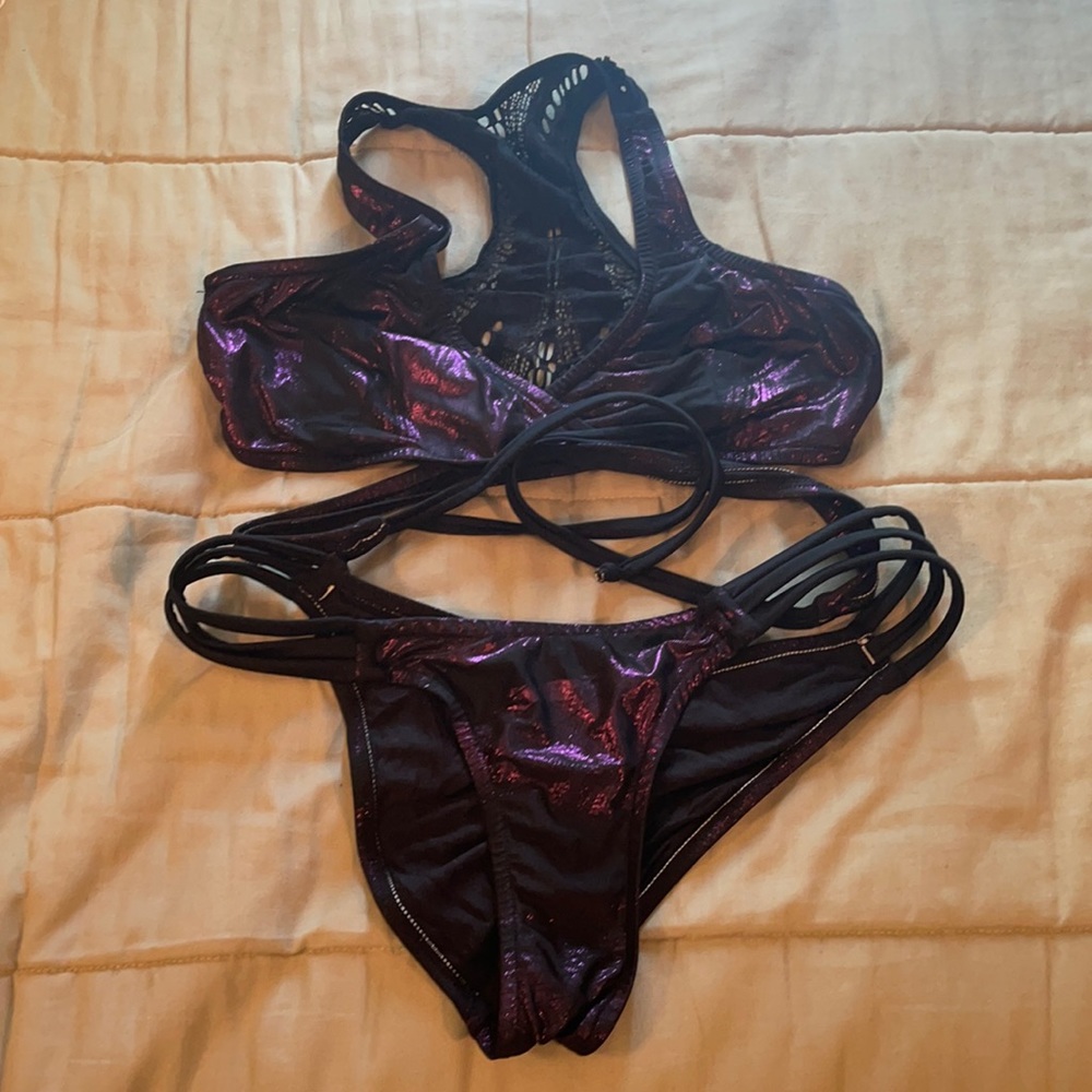 Custom made Fresh Peaches Bikini. Cross top and competition bikini bottom